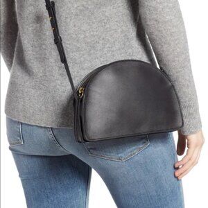 Madewell Simple Half Moon Leather Crossbody Bag in Black